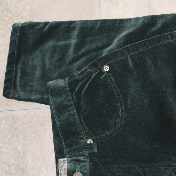 Express Forest Green Velvet Jeans Definitely Y2K - Picture 4 of 16